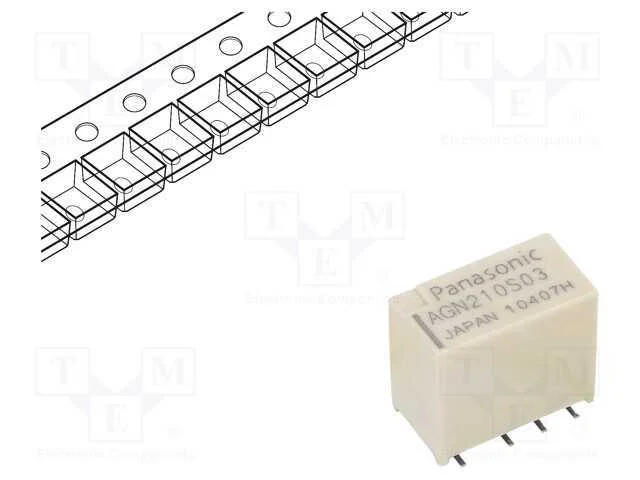 Rel&eacute;: Eletromagn&eacute;tico, Dpdt, Ubobina : 3vdc, 1a, 0,3a/125vac, Smt