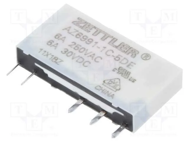 Rel&eacute;: Eletromagn&eacute;tico, Spdt, Ubobina : 5vdc, 8a, 6a/250vac, Pcb