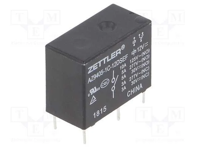 Rel&eacute;: Eletromagn&eacute;tico, Spdt, Ubobina : 12vdc, 10a, 5a/277vac, Pcb