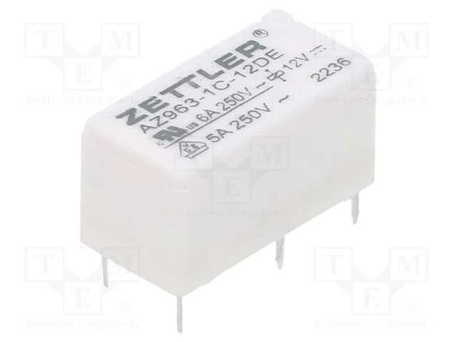 Rel&eacute;: Eletromagn&eacute;tico, Spdt, Ubobina : 12vdc, 6a, 6a/250vac, Pcb