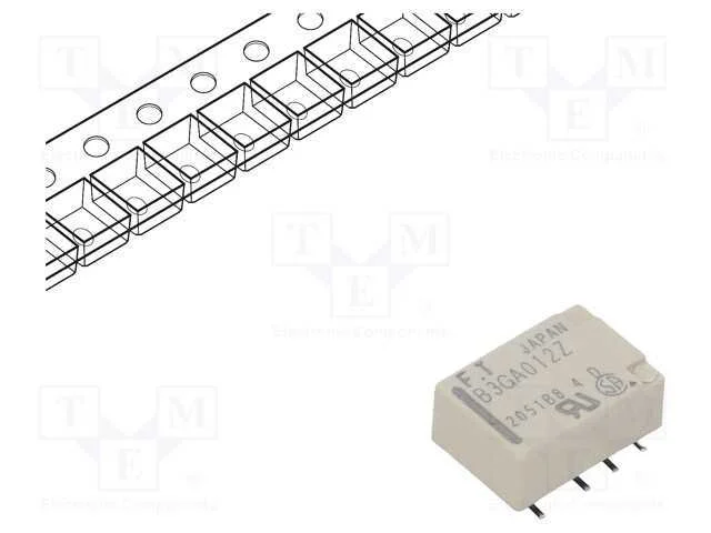 Rel&eacute;: Eletromagn&eacute;tico, Dpdt, Ubobina : 12vdc, 2a, 0,3a/125vac, Smt