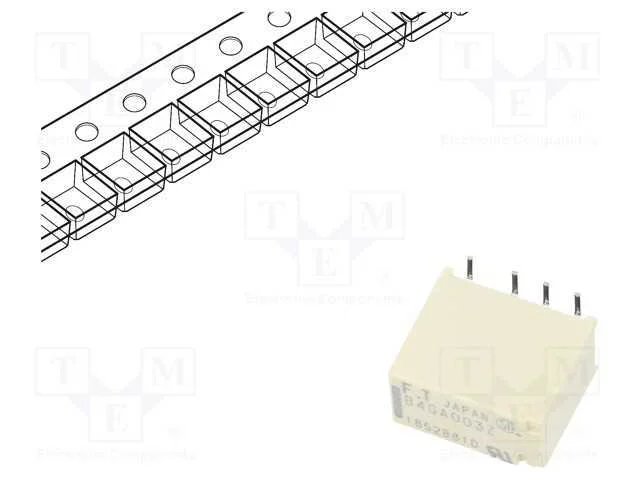 Rel&eacute;: Eletromagn&eacute;tico, Dpdt, Ubobina : 3vdc, 2a, 0,3a/125vac, Smt