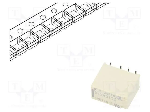Rel&eacute;: Eletromagn&eacute;tico, Dpdt, Ubobina : 12vdc, 2a, 0,3a/125vac, Smt