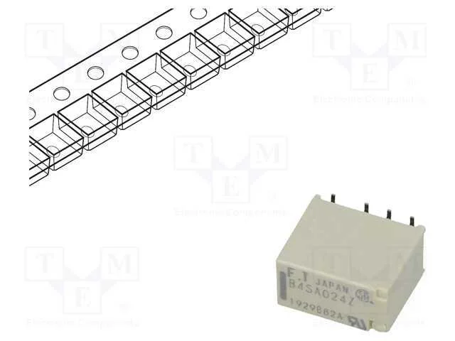 Rel&eacute;: Eletromagn&eacute;tico, Dpdt, Ubobina : 24vdc, 2a, 0,3a/125vac, Smt