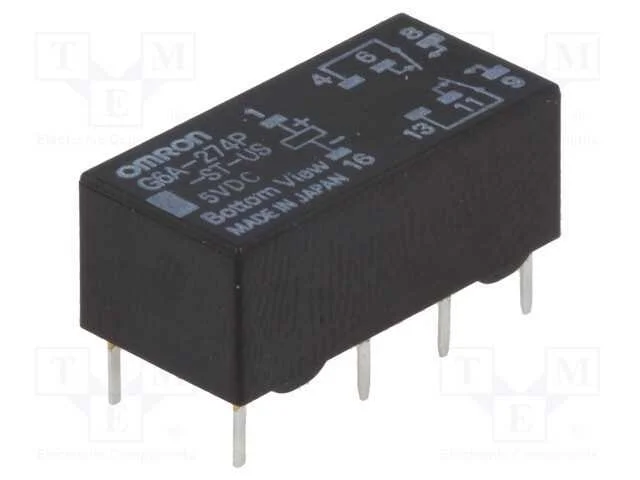 Rel&eacute;: eletromagn&eacute;tico, DPDT, Ubobina : 5VDC, Icon.