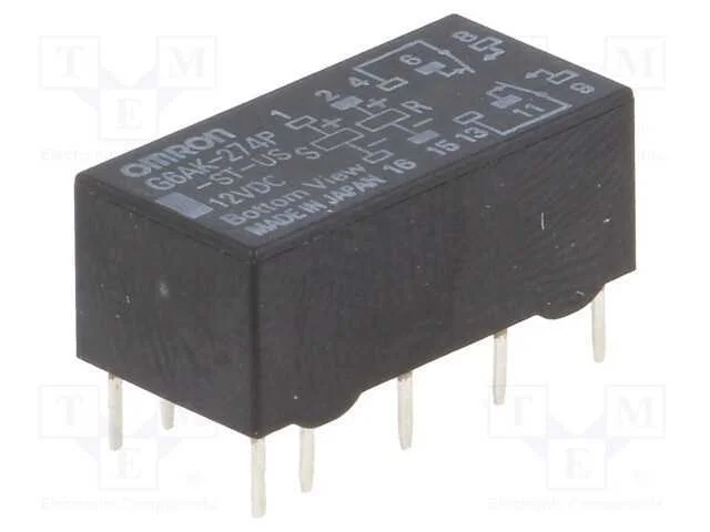 Rel&eacute;: Eletromagn&eacute;tico, Dpdt, Ubobina : 12vdc, Icontactos Max: 2a