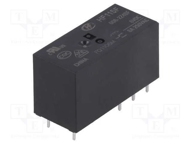 Rel&eacute;: Eletromagn&eacute;tico, Dpdt, Ubobina : 6vdc, 8a, 8a/250vac, Pcb