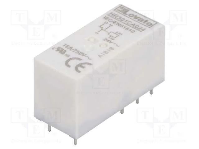 Rel&eacute;: Eletromagn&eacute;tico, Spdt, Ubobina: 24vac, 16a, 16a/250vac, Base