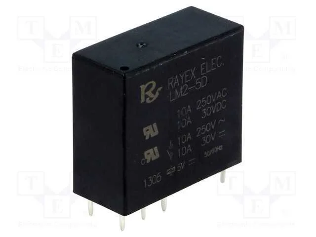 Rel&eacute;: Eletromagn&eacute;tico, Dpdt, Ubobina : 5vdc, Icontactos Max: 5a