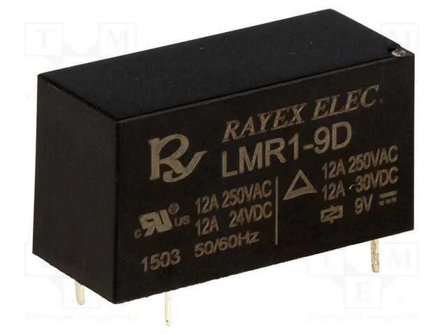 Rel&eacute;: Eletromagn&eacute;tico, Spdt, Ubobina : 9vdc, 12a, 12a/250vac, Pcb
