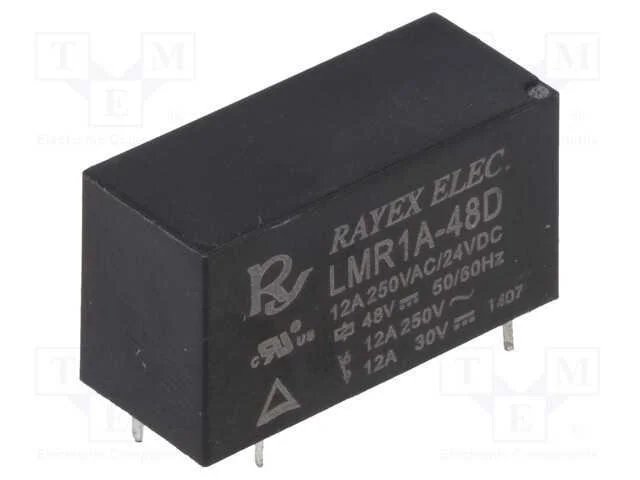 Rel&eacute;: Eletromagn&eacute;tico, Spst-No, Ubobina : 48vdc, 12a, 12a/250vac