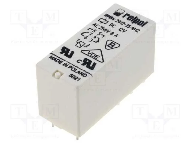 Rel&eacute;: eletromagn&eacute;tico, DPDT, Ubobina : 12VDC, 8A,.