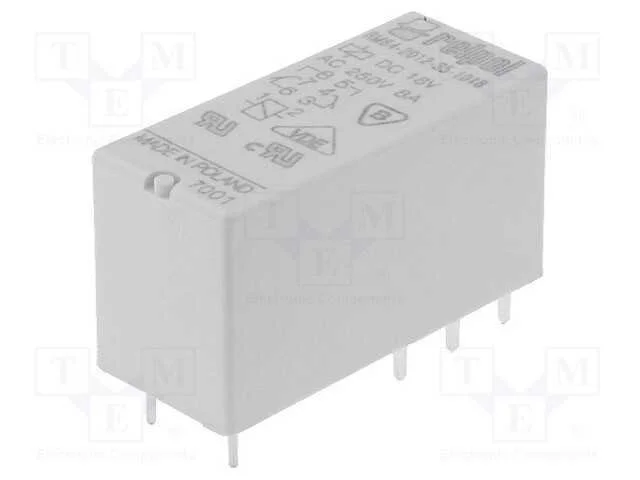 Rel&eacute;: Eletromagn&eacute;tico, Dpdt, Ubobina : 18vdc, 8a, 8a/250vac, Pcb