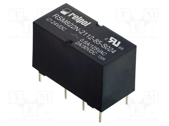 Rel&eacute;: Eletromagn&eacute;tico, Dpdt, Ubobina : 24vdc, 2a, 0,6a/125vac, Pcb