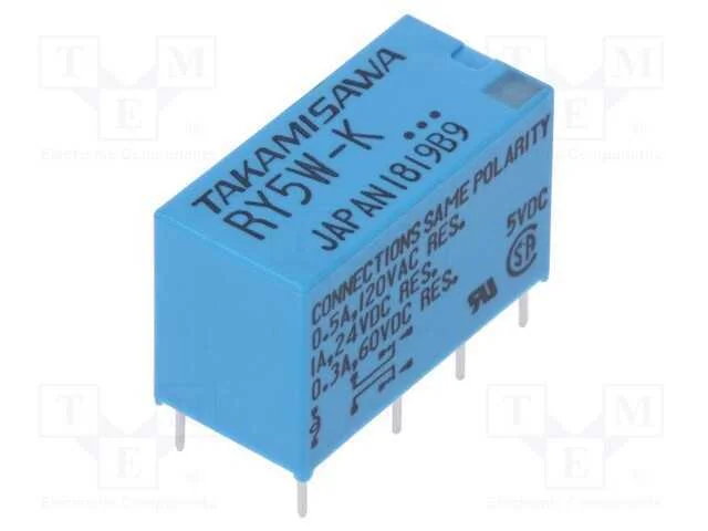 Rel&eacute;: Eletromagn&eacute;tico, Dpdt, Ubobina : 5vdc, 1a, 0,5a/120vac, Pcb