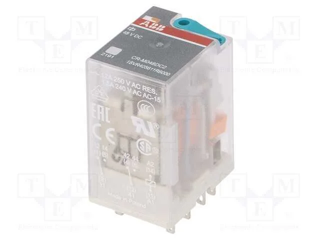 Rel&eacute;: Eletromagn&eacute;tico, Dpdt, Ubobina : 48vdc, Icontactos Max: 12a