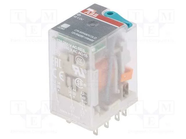 Rel&eacute;: Eletromagn&eacute;tico, Dpdt, Ubobina : 48vdc, Icontactos Max: 12a