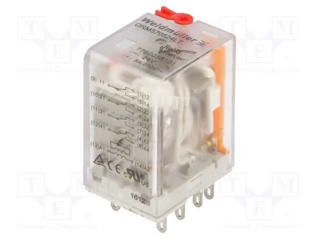 Rel&eacute;: Eletromagn&eacute;tico, 4pdt, Ubobina: 24vac, Icontactos Max: 5a