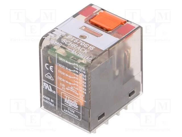 Rel&eacute;: Eletromagn&eacute;tico, 4pdt, Ubobina: 115vac, Icontactos Max: 6a