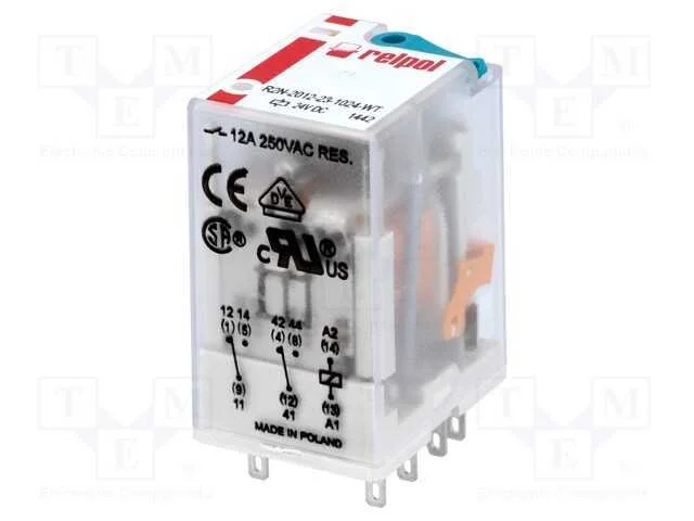 Rel&eacute;: Eletromagn&eacute;tico, Dpdt, Ubobina : 24vdc, Icontactos Max: 24a