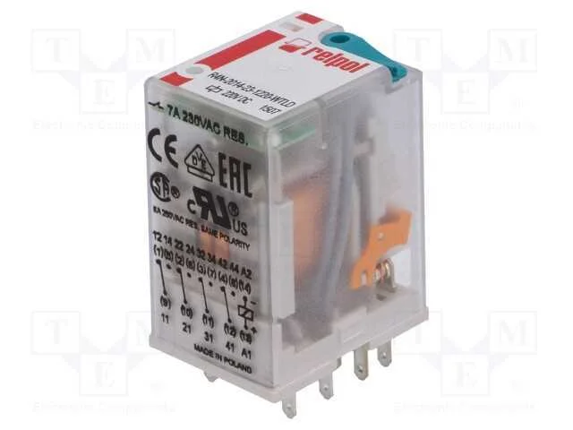 Rel&eacute;: Eletromagn&eacute;tico, 4pdt, Ubobina : 220vdc, Icontactos Max: 6a