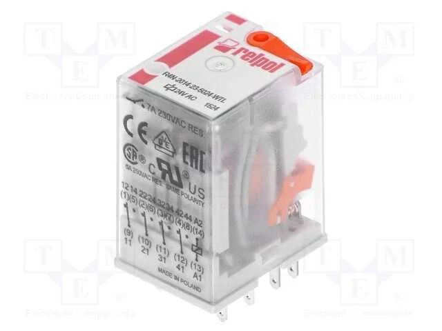 Rel&eacute;: Eletromagn&eacute;tico, 4pdt, Ubobina: 24vac, Icontactos Max: 6a