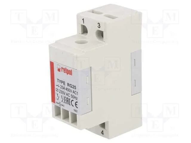 Rel&eacute;: Eletromagn&eacute;tico, Dpst-No, Ubobina: 230vac, 25a/400vac, 3va