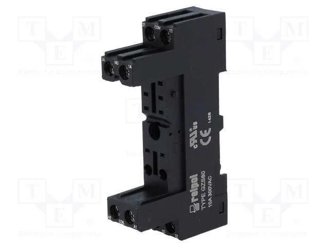 Base, Pin: 8, 12a, 300vac, No Painel,Para Trilho Din, -40&divide;70c