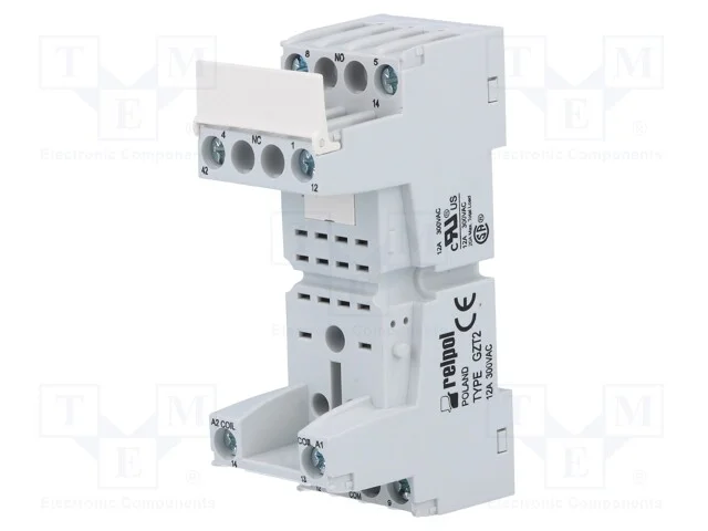 Base, Pin: 8, 12a, 300vac, No Painel,Para Trilho Din, S&eacute;rie: R2,R2n