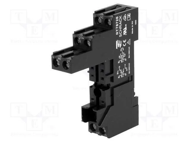 Base, Pin: 8, 16a, 250vac, H: 61mm, W: 15,5mm, para Trilho Din