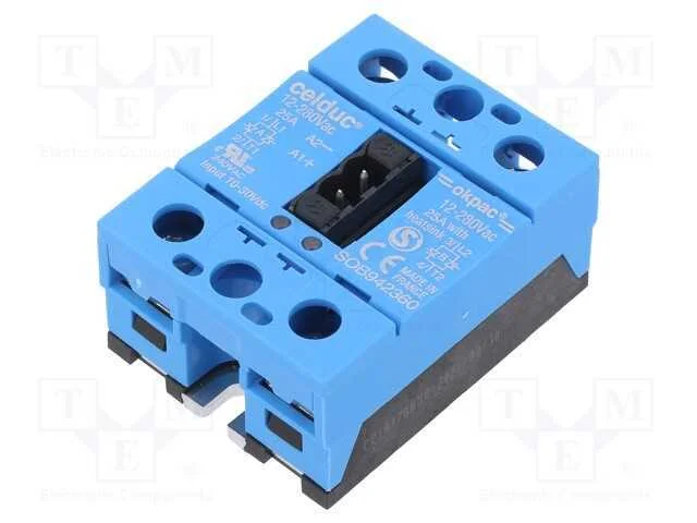 Rel&eacute;: semicondutores, 25A, Ucom: 12&divide;280VAC, 2-f&aacute;s.