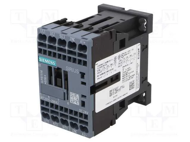 Contator: 3 polos, NO x3, Contatos auxiliares: NC.
