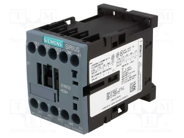 Contator: 3 polos, NO x3, Contatos auxiliares: NC.