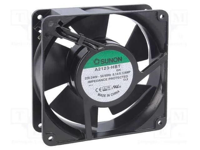 Ventilador: AC, transversal, 230VAC, 120x120x38mm.