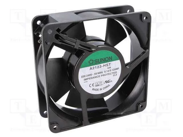 Ventilador: AC, transversal, 230VAC, 120x120x38mm.