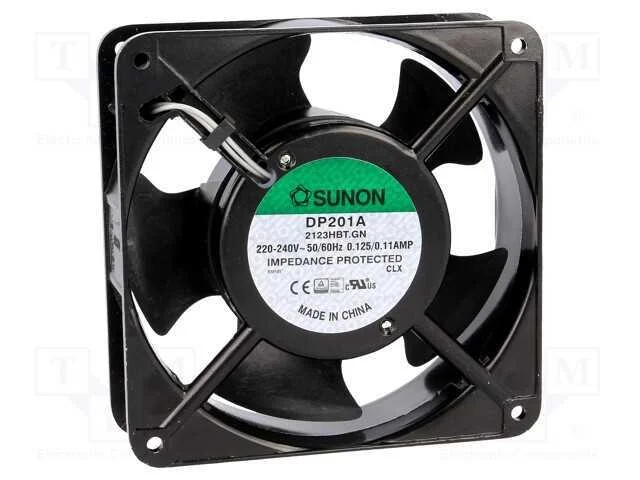 Ventilador: AC, transversal, 230VAC, 120x120x38mm.