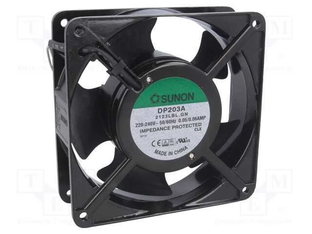 Ventilador: AC, transversal, 230VAC, 120x120x38mm.