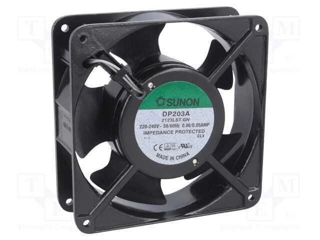 Ventilador: AC, transversal, 230VAC, 120x120x38mm.