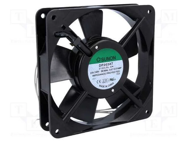 Ventilador: AC, transversal, 230VAC, 120x120x25mm.
