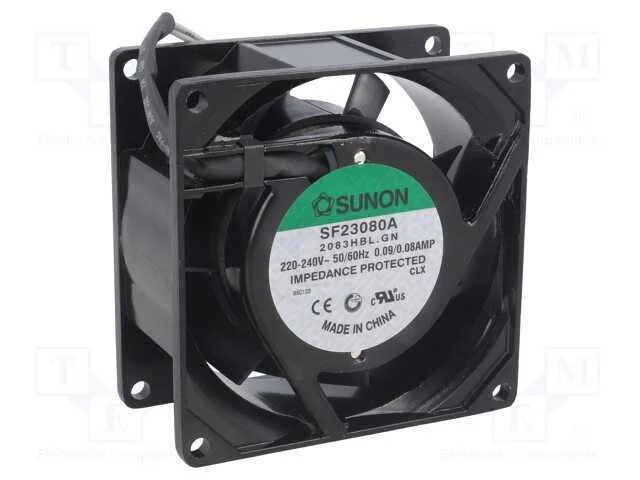 Ventilador: AC, transversal, 230VAC, 80x80x38mm, .