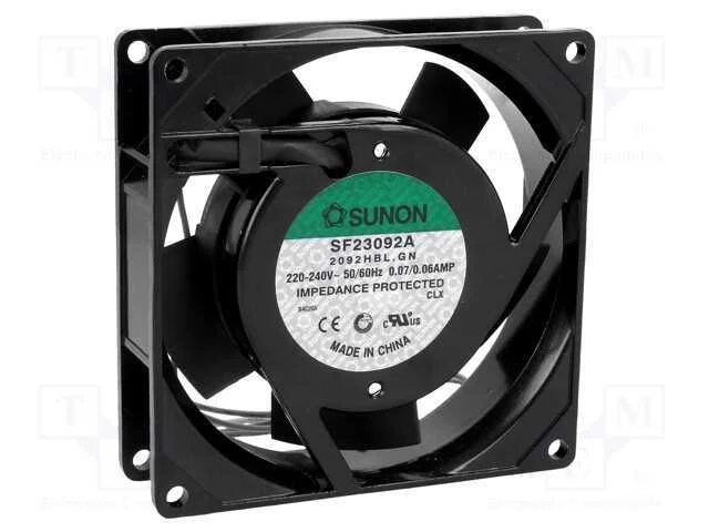 Ventilador: AC, transversal, 230VAC, 92x92x25mm, .