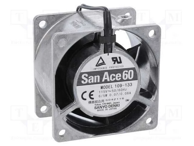 Ventilador: AC, transversal, 60x60x38mm, 19,8m3/h.