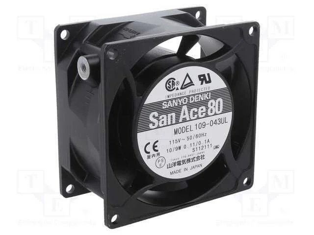 Ventilador: Ac, Transversal, 80x80x42mm, 51m3/H, 40dba, Esf&eacute;rico