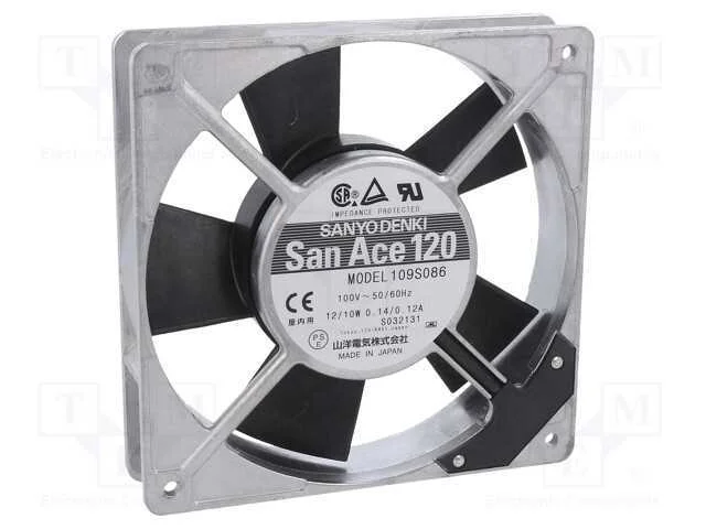 Ventilador: Ac, Transversal, 120x120x25mm, 66m3/H, 24dba, Esf&eacute;rico