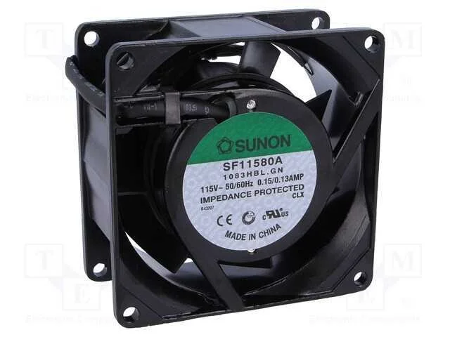 Ventilador: AC, transversal, 115VAC, 80x80x38mm, .