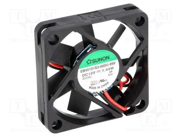 Ventilador: DC, transversal, 12VDC, 45x45x10mm, 1.