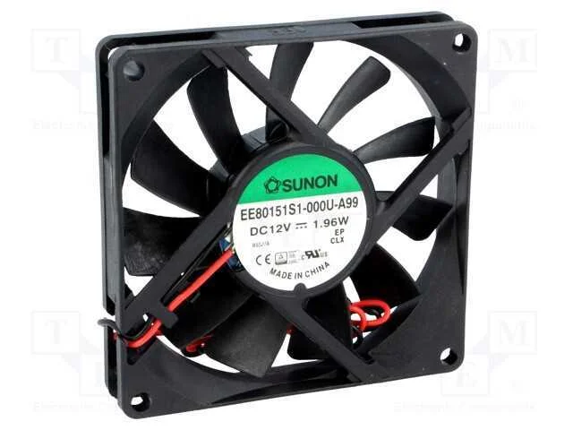 Ventilador: DC, transversal, 12VDC, 80x80x15mm, 6.