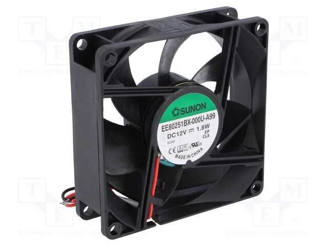 Ventilador: DC, transversal, 12VDC, 80x80x25mm, 7.
