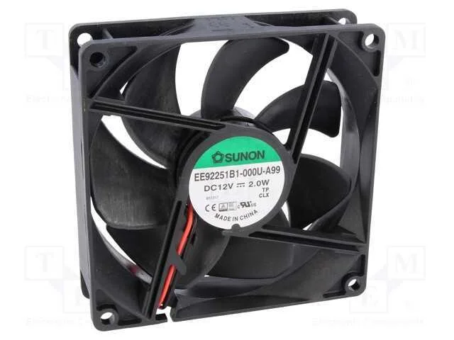 Ventilador: DC, transversal, 12VDC, 92x92x25mm, 8.