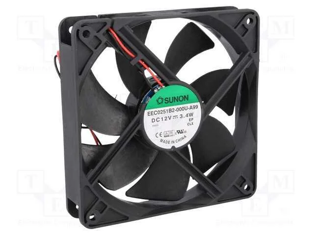 Ventilador: DC, transversal, 12VDC, 120x120x25mm,.